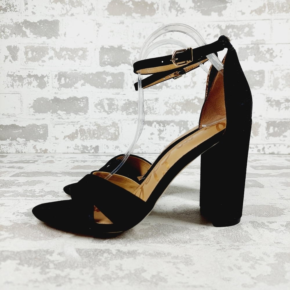 NEW Sam Edelman Women's Yancy Black Block Heel Buckle Ankle Straps W962